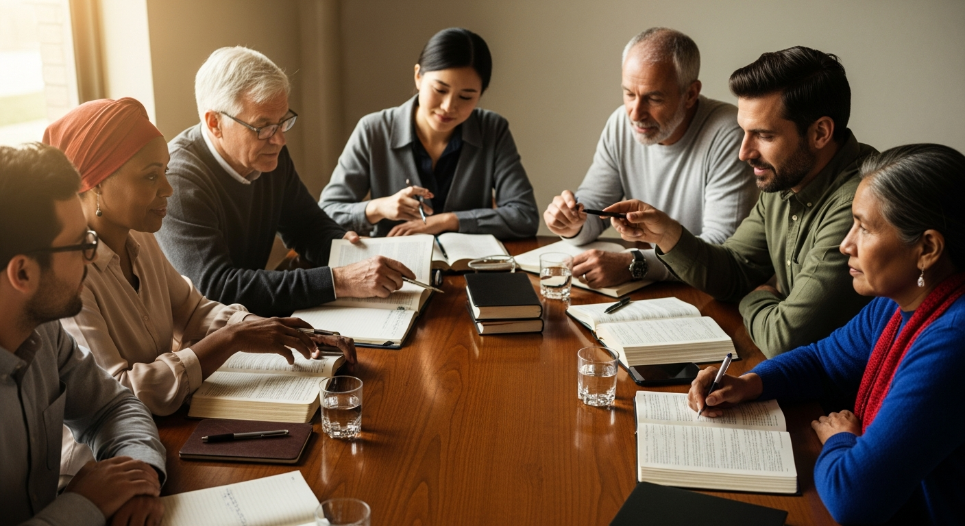 Diverse church leaders collaborating